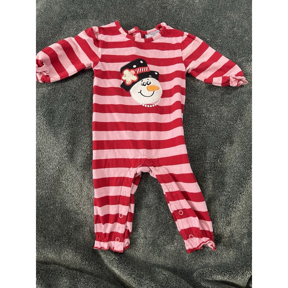 6 Month Baby Girls Three Sisters Snowman Christmas Romper‎ Jumper One Piece